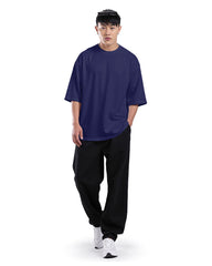 Mens Premium Drop Shoulder T-Shirt-Navy