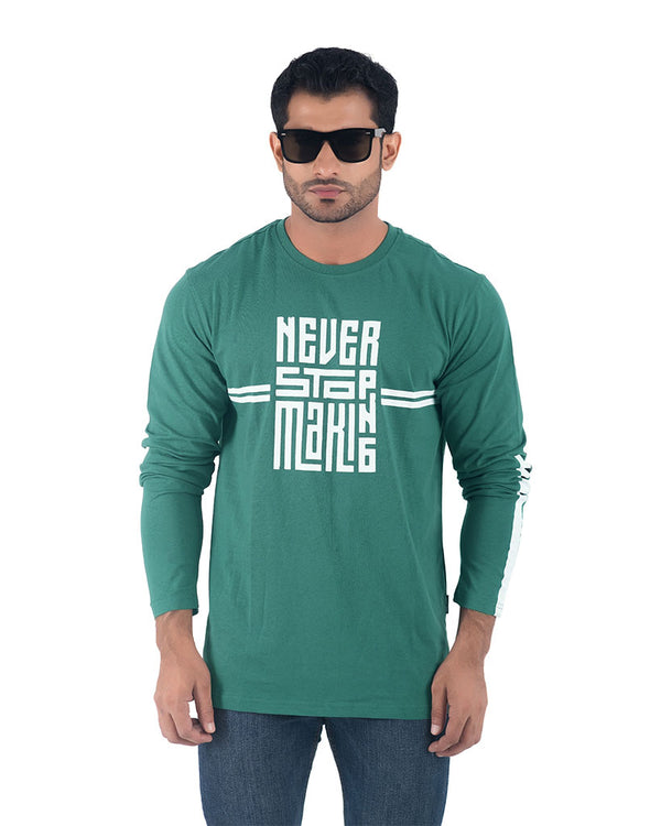 NeverStop Full Sleeve T-shirt - D.green