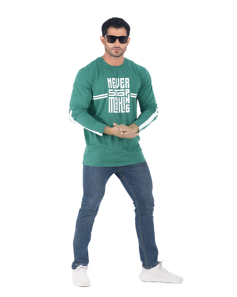 NeverStop Full Sleeve T-shirt - D.green